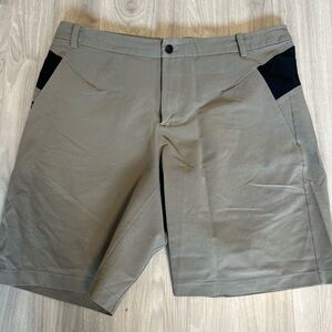 Lululemon Athletica Tan and Black Flat Front Shorts